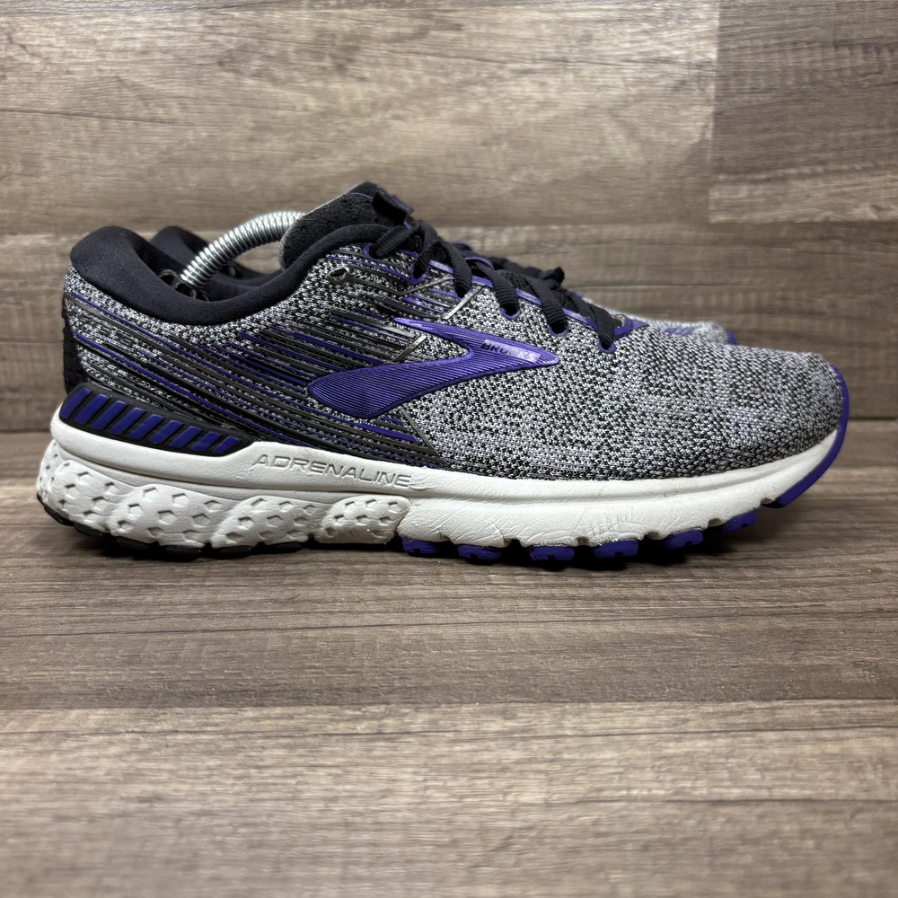 Brooks Adrenaline 19 Gray Purple Womens US Size 9 1202841B028 Running Shoes